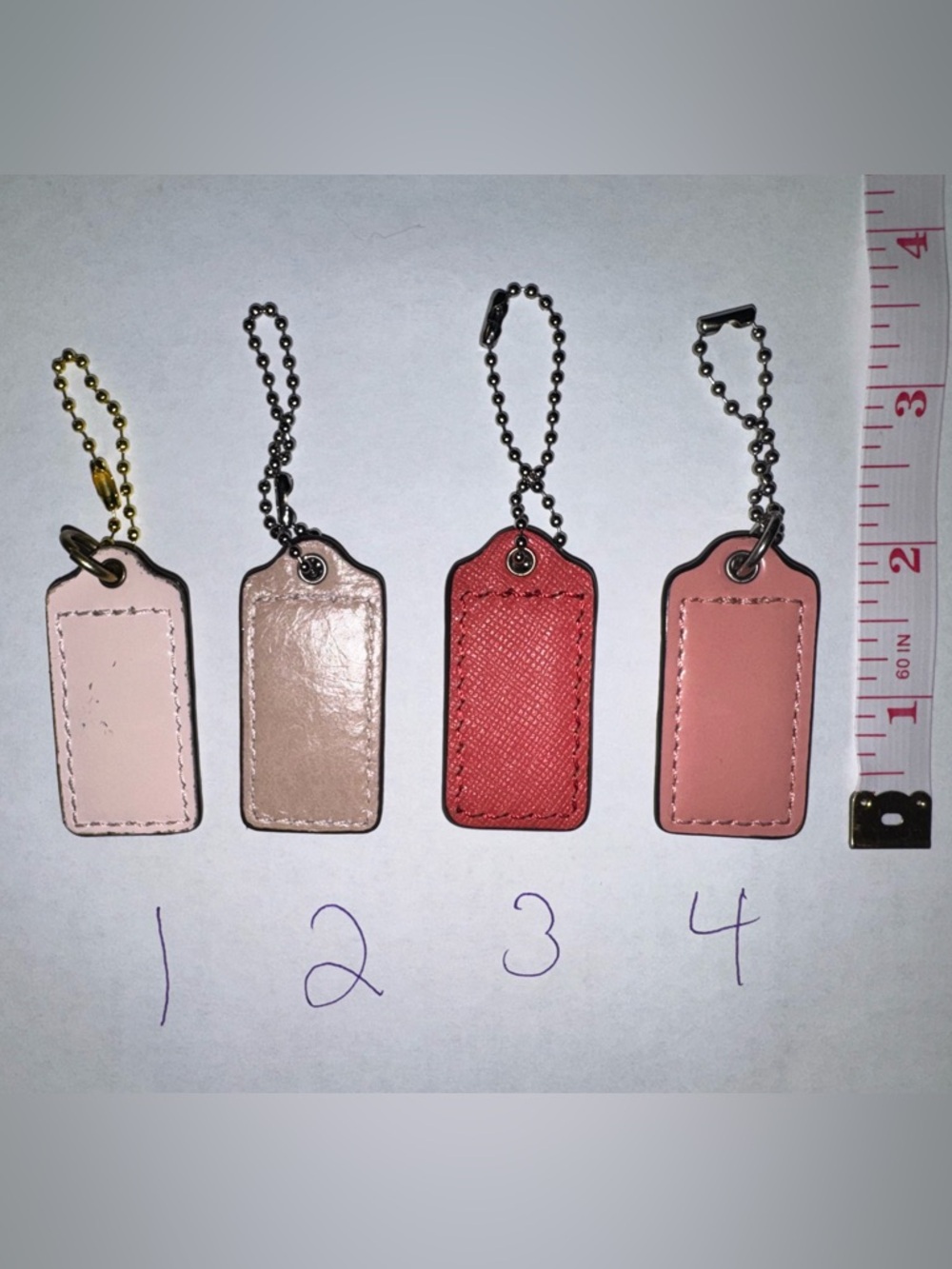 Coach 2” Leather hangtag - Pale Pink, Blush, Coral & Rose (price per fob) - Picture 2 of 2